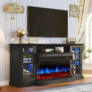 Rustic TV Stand with Fireplace