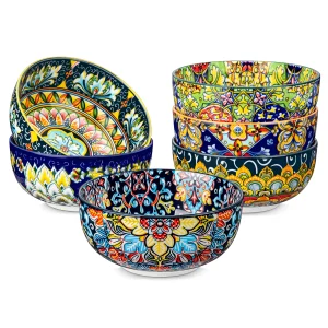 Bohemian Ceramic Cereal Bowls – 6 or 12 Piece Set