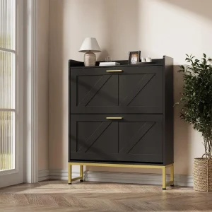 Narrow 2-Tier Shoe Cabinet
