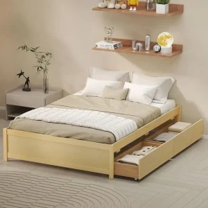 Twin Solid Wood Platform Bed with Storage