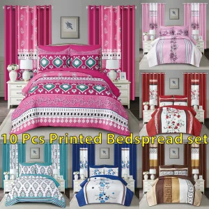 10-Piece Printed Quilt Bedspread Set