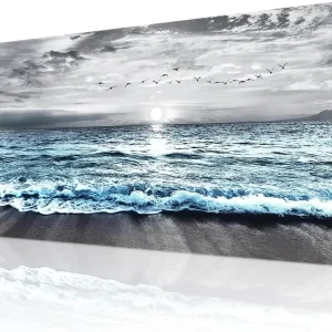Black & White Blue Sea Wave Canvas Wall Art
