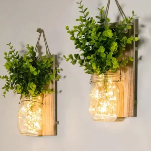 Rustic Mason Jar Wall Sconces – Set of 2
