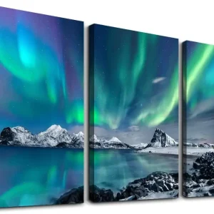 3-Piece Abstract Mountain Aurora Wall Art