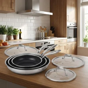 6-Piece Tri-Ply Stainless Steel Frying Pan Set